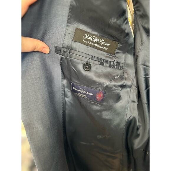 Ermenegildo Zegna x Saks Wool Steel Blue Slim fit Blazer 42L - Picture 7 of 9